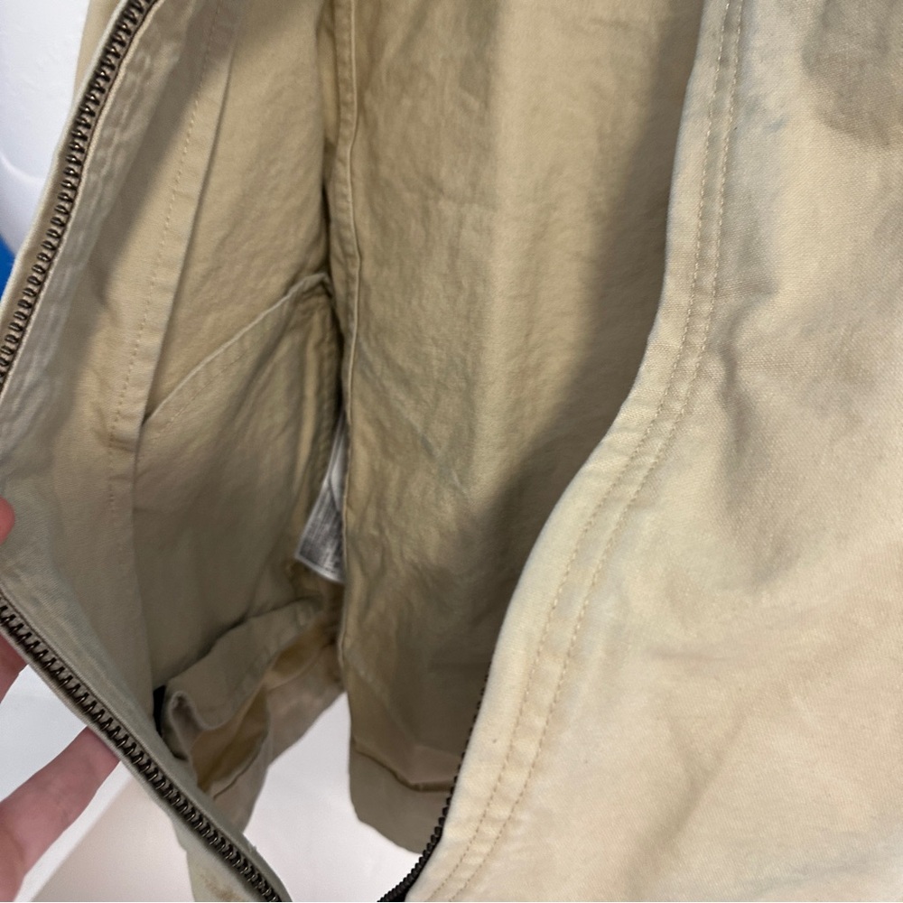 Mango Beige chore Jacket with Black leather Contrast Collar - Picture 9 of 9